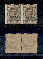 Occupazioni I Guerra Mondiale - Corfù - 1923 - Coppia Del 1 Lira (8 Varietà) Con Soprastampe Oblique - Gomma Integra - N - Otros & Sin Clasificación