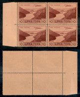 Occupazioni II Guerra Mondiale - Montenegro - 1943 - 10 Lire (30-Aerea) In Quartina - Gomma Integra (200+) - Otros & Sin Clasificación