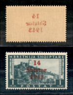 Occupazioni Straniere Di Territori Italiani - Occupazione Tedesca - Albania - 1943 - 1 Franco (11i) Con Decalco - Gomma  - Otros & Sin Clasificación