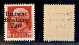 Occupazioni Straniere Di Territori Italiani - Occupazione Tedesca - Zara - 1943 - 75 Cent (8e - Primo Tipo) Con Soprasta - Autres & Non Classés