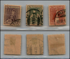 EUROPA - SVIZZERA - 1917 - Pro Juventute (133/135) Serie Completa - Usata - Otros & Sin Clasificación