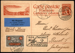 EUROPA - SVIZZERA - 1926 (28 Novembre) - Afrika Flug Zurigo Cairo - Cartolina Postale Per Basilea Via Alessandria - Otros & Sin Clasificación