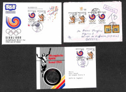 OLTREMARE - COREA DEL SUD - 1985 - Insieme Di Tre Buste Affrancate Con (1400/1401 + Complementari) - Un FDC + Busta Spec - Sonstige & Ohne Zuordnung