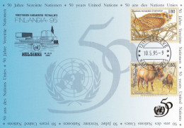 Nations Unies Genève. Carte Postale 1995 YT 284-286 1er Jour - Cartes-maximum