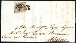 Cover 1851, Lettera Da Piadena (Cor. Punti 5) Del 17.9 Per Milano Affrancata Con 30 C. Bruno Scuro I Tipo Prima Tiratura - Lombardo-Vénétie