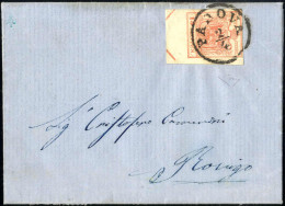Cover 1854, Lettera Da Padova Del 2.4 Per Rovigo Affrancata Con 15 C. Rosa Vermiglio III Tipo Carta A Macchina, Bordo Di - Lombardo-Vénétie