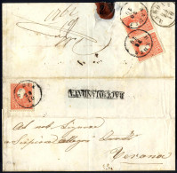 Cover 1860, Lettera Raccomandata Da Badia (C1, Raccomandata Punti 2+6) Del 20.10 Per Verona Affrancata Con Tre 5 S. Ross - Lombardo-Vénétie