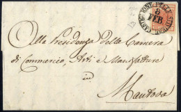 Cover Castiglione Delle Stiviere,C2 Punti 5, Lettera Del 8.2.1851 Per Mantova Affrancata Con 15 C. Rosso Vermiglio I Tip - Lombardije-Venetië