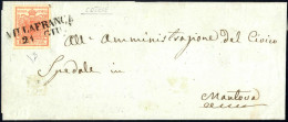 Cover Villafranca, SD Punti 8, Lettera Del 21.6.1851 Per Mantova Affrancata Con 15 C. Rosso Vermiglio I Tipo Carta A Cos - Lombardy-Venetia