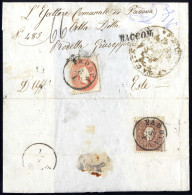 Cover 1859/61, Raccomandata Da Padova Per Este Affrancata Sul Fronte Con 5 Soldi Rosso, Terza Emissione, Più 10 Soldi Br - Lombardy-Venetia