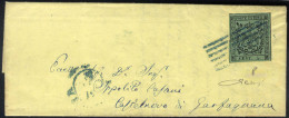 Cover 1852, 5 Cent. Verde Oliva, Con Punto Dopo La Cifra, Ben Marginato Su Splendida Lettera Di Color Giallo Da Modena A - Modena