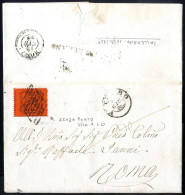 Cover "VALLERANO", Annullo SD Sul Verso Di Lettera Del 10.6.1869 Per Roma Affrancata Con 10 Cent. Arancio Vermiglio, Den - Etats Pontificaux