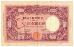 500 LIRE BARBETTI GRANDE C TESTINA FASCIO 31/03/1943 QSPL - Regno D'Italia – Other