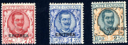 * 1926, 75 C., 1,25 L. E 2,50 L. Con Soprastampa "ERITREA", Serie Completa Nuova Con Gomma Originale E Traccia Di Lingue - Erythrée