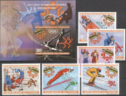 Tchad 1983, Winter Olympic Games In Sarajevo, Skating, Skiing, Hokey, 6val +BF - Patinaje Artístico