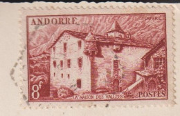 Andorre 1948-51 - YT 128 (o) Seul Au Verso D'une Carte Postale (3 Scans) - Brieven En Documenten