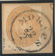 1863. Typography With Embossed Printing 15kr, MOHACS - ...-1867 Prephilately