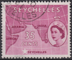 1954 Seychellen (...-1976) ° Mi:SC 176, Sn:SC 178, Yt:SC 171, Map, Königin Elizabeth II. - Seychelles (...-1976)