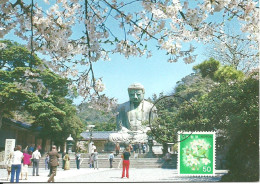 Carte Maximum - Japan - Flor De Cerejeira - Cherry Bloom - Cerisiers En Fleur - Postcard Near The Buddha Kamakura - Maximum Cards
