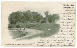 US 11 - 6068 DAVENPORT, USA, Litho, Central Park - Old Postcard - Used - 1904 - Davenport