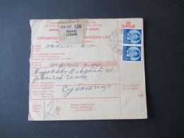 Jugoslawien 1938 König Peter II MeF Paketkarte Stempel Und Zettel Lebane Rücks. Weitere Stempel / Violette Stempel - Brieven En Documenten