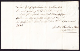 1844 Offizieller Beleg, Stempelpapier Mit Prägung Ohne Wertangabe Canton Zug. Gelistet Im Gainon Katalog - Fiscale Zegels