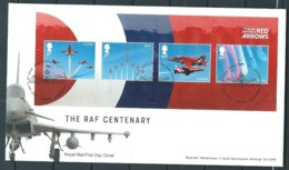 GROSSBRITANNIEN GRANDE BRETAGNE GB 2018 M/S THE RAF CENTENARY FDC SG MS4064 MI B113-4185-88 YT F4590-93 SC 3713SH - 2011-2020 Decimal Issues