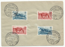 Saar Sarre France Germany Deutschland Mi.265/66 (x 2) On Cover With First Day Cancel 1949 FDC Horses Pferdes - FDC