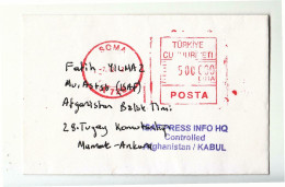 2002? TUKEY ARMY In AFGHANISTAN+COVER+RED Cancel PRESS INFO HQ CONTROLLED+KABUL AFGHANISTAN-g59 - Covers & Documents