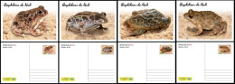 MALI 2024 SET OF 4 STATIONERY CARD - AMPHIBIENS AMPHIBIANS - FROG FROGS TOAD TOADS GRENOUILLE GRENOUILLES - Ranas