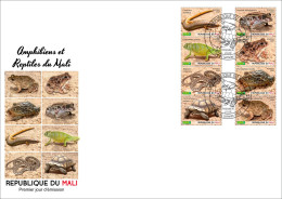 MALI 2024 FDC SET 8V - FROGS & REPTILES - FROG TOAD TOADS GRENOUILLE GRENOUILLES TURTLE TURTLES SNAKES SNAKE CHAMELEON - Ranas