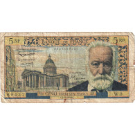 France, 5 Nouveaux Francs, Victor Hugo, 1959, W.3, B+, KM:141a - 5 NF 1959-1965 ''Victor Hugo''