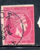 GREECE GRECIA HELLAS 1861 1882 HERMES MERCURY MERCURIO LEPTA 20l USED USATO OBLITERE' - Oblitérés