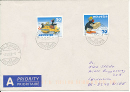 Switzerland Cover Sent To Denmark 13-12-2000 PINGU Stamps - Lettres & Documents