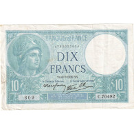 France, 10 Francs, Minerve, 1939, C.70482, TTB+, Fayette:7.4, KM:84 - 10 F 1916-1942 ''Minerve''