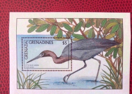 Grenada Grenadines 1988 Wild Birds Heron 1 Bloc Neuf ** MNH  Ucello Oiseau Bird Pájaro Vogel Aves - Grues Et Gruiformes