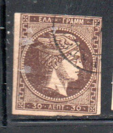 GREECE GRECIA HELLAS 1876 HERMES MERCURY MERCURIO LEPTA 30l USED USATO OBLITERE' - Gebraucht