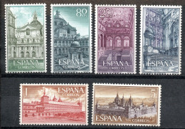 Spain 1961 El Escorial Madrid 6 Values MNH Patio De Los Reyes, De Los Evangelistas, Main Altar, Stairwell - Klöster