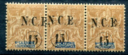 Nouvelle Calédonie       56 **    3 Exemplaires Se Tenant Avec Surcharge Décalée - Unused Stamps