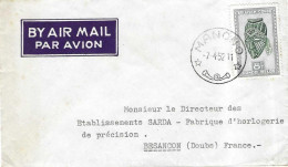 1952 Enveloppe Avion / Timbre Masque 8 F / Beau Cachet De MANONO / Congo Belge / Belgisch Congo - Covers & Documents