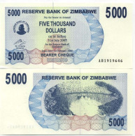 Billets De Banque Zimbabwe Pk N° 45 - 5000 Dollars Bearer - Zimbabwe