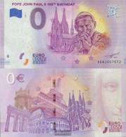 Vatikanstadt Souvenirschein 100. Birthday Pope Johannes Paul Uncirculated 2020 0 Euro 100. Birthday Pope Johann - Vatican