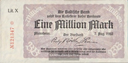 Baden Rosenbg: BAD11b Länderbanknote, KN 6-stellig Used (III) 1923 1 Million. Mark - 1 Mio. Mark