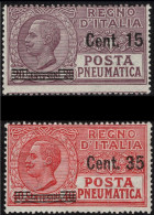 ITALIA - Posta Pneumatica Serie "Leoni"  Sassone N.10-11 - Cat. 110 Euro GOMMA INTEGRA - MNH** - Poste Pneumatique