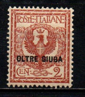 ITALIA - OLTRE GIUBA - 1925 - AQUILA REALE - STEMMA 2 CENT. - MNH - Oltre Giuba