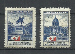 FRANCE Ca. 1914-1918 WWI Paris Secours Aux Blesses Militaires Red Cross Vignettes Advertisings Stamps * - Croix Rouge