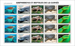 GUINEA GUINEE 2023 FULL SHEET 20V - REPTILES FROGS TURTLES TURTLE CROCODILES SNAKES TORTUES SERPENTS - MNH - Ranas