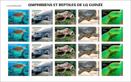 GUINEA GUINEE 2023 IMPERF SHEET 20V - REPTILES FROGS TURTLES TURTLE CROCODILES SNAKES TORTUES SERPENTS - MNH - Ranas
