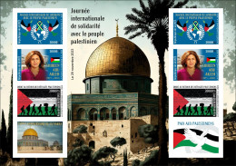 GUINEA 2023 IMPERF M/S 8V PALESTINE JERUSALEM - SOLIDARITY PALESTINIAN PEOPLE - SHIREEN ABU AKLEH - RIGHT OF RETURN- MNH - Islam