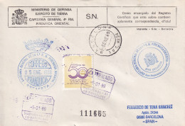 MARCA DE  CAPITANIA  GENERAL 4 REGION MILITAR   PIRINAICA    CERTIFICADA - Military Service Stamp